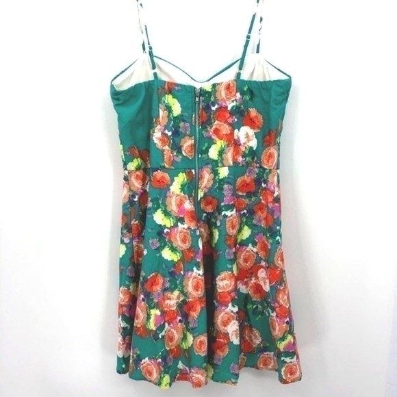 Charlotte Russe Women’s M Multicolored Mini Floral Print Green Spaghetti Dress - Picture 3 of 8